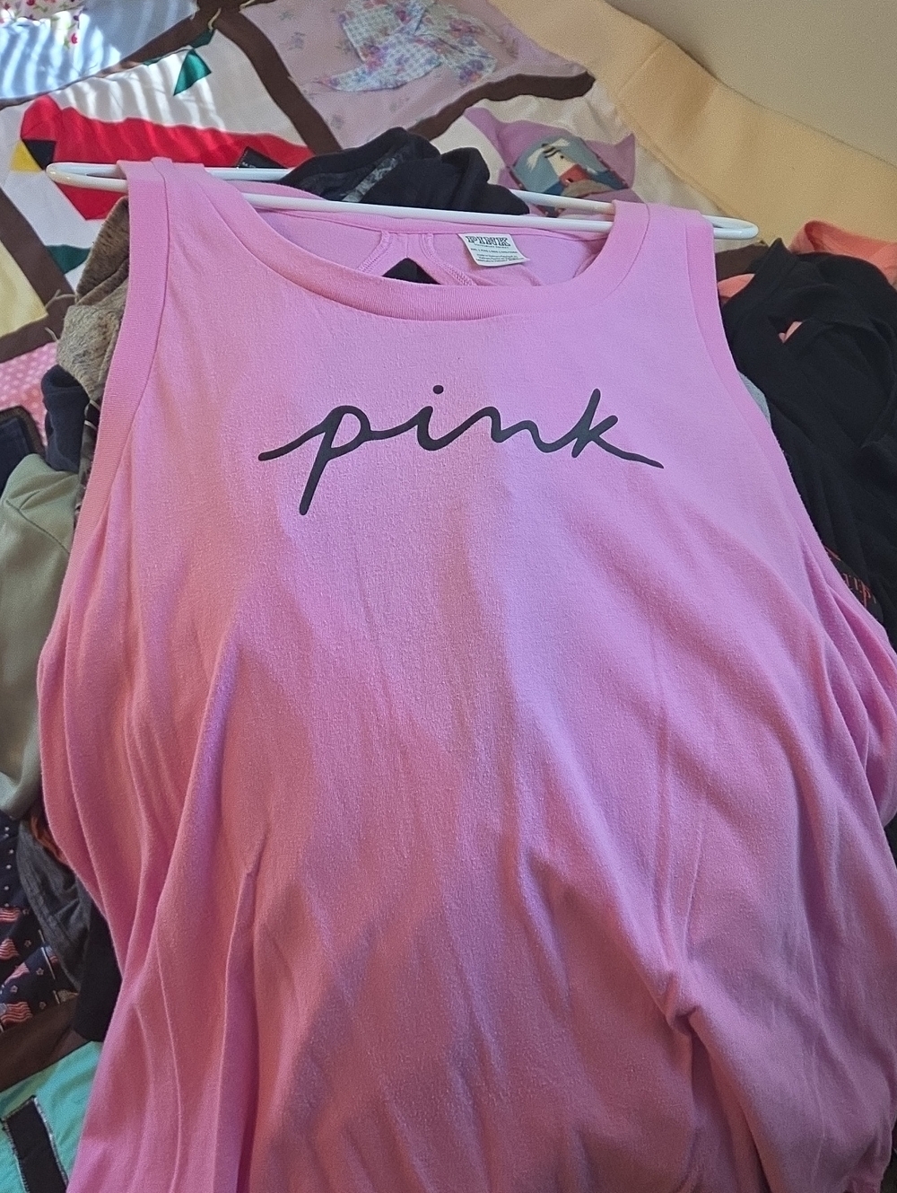 PINK Victoria's Secret Light Pink Script Logo Tank